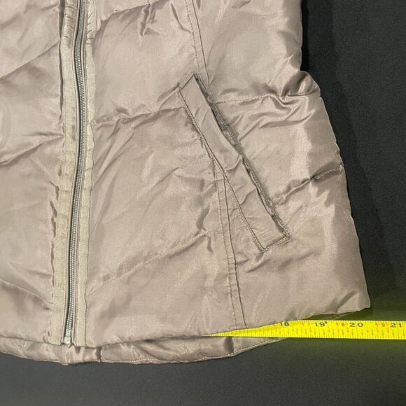~~ Lands End Down/Feathers Puffer Vest Sm Womens Zip Up Dark Brown Snap Pockets~ - Picture 9 of 16